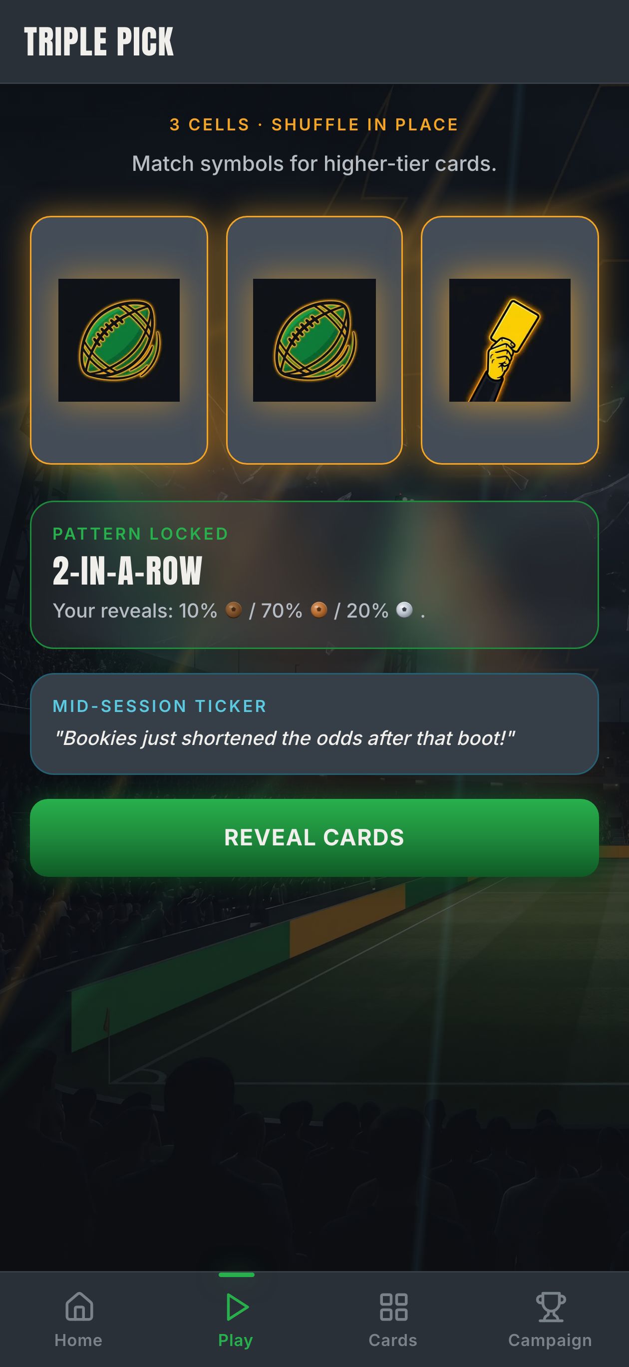 Triple Pick three-cell shuffle