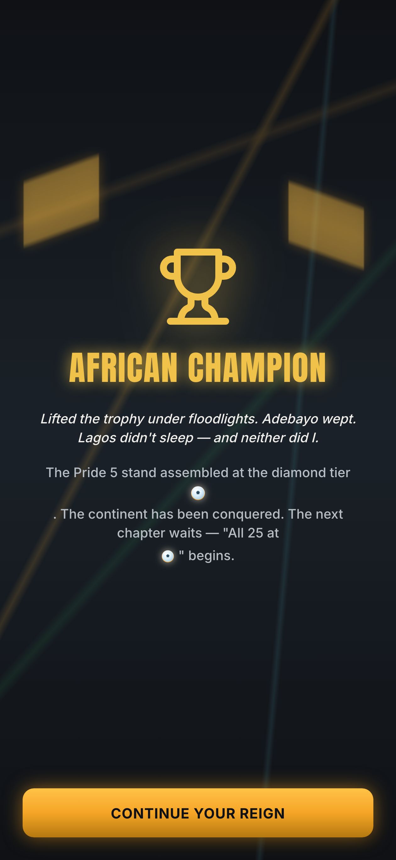 Endgame cinematic — Pride 5 trophy lifted